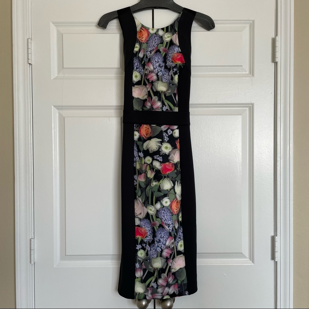 New Ted Baker Akva Kensington Bodycon mini knee length floral Dress sz 1 TB XS S